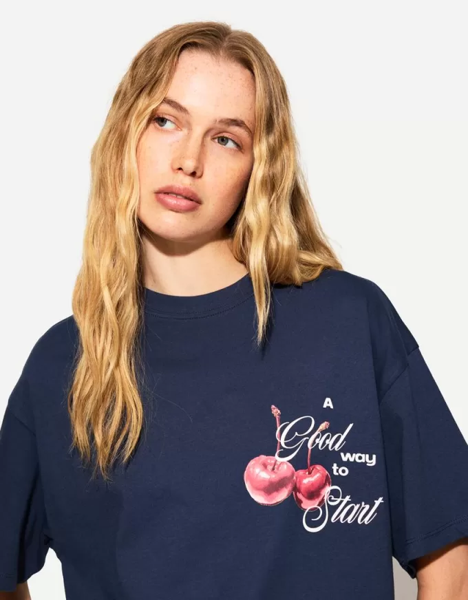 Tryckt kortärmad oversize T-shirt Tryckt kortärmad oversize T-shirt