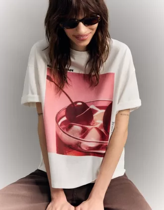 Tryckt kortärmad oversize T-shirt
