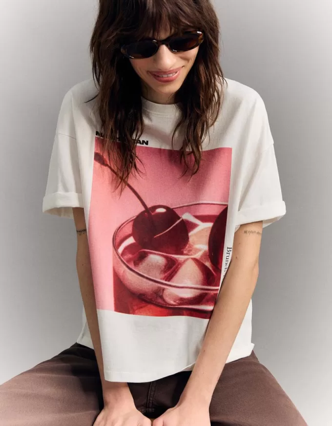 Tryckt kortärmad oversize T-shirt Tryckt kortärmad oversize T-shirt