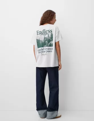 Tryckt kortärmad oversize T-shirt