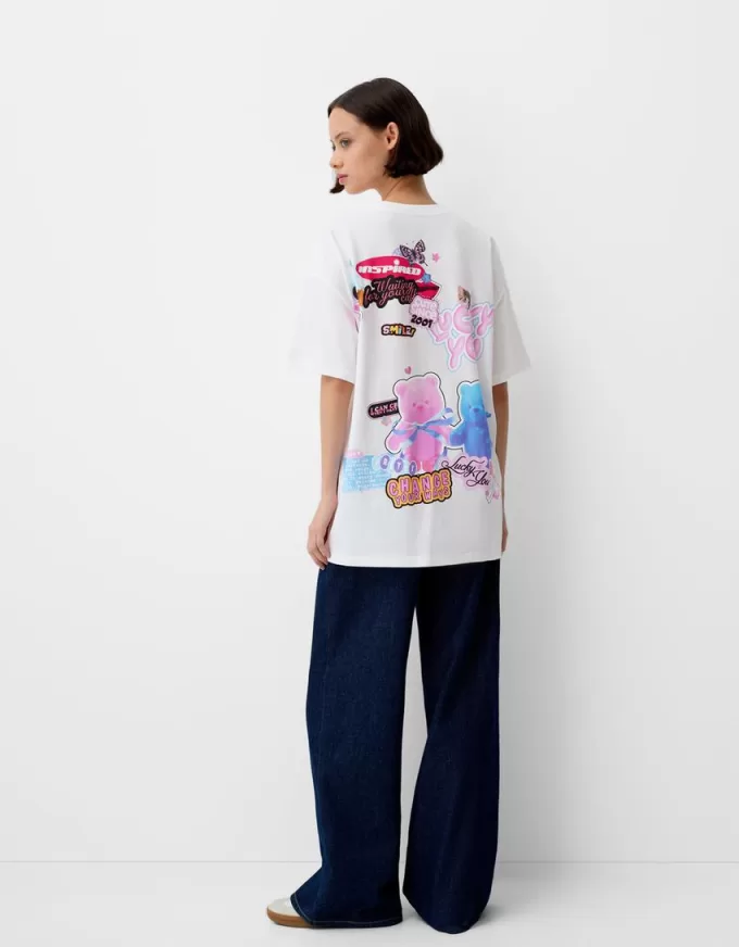 Tryckt kortärmad oversize T-shirt Tryckt kortärmad oversize T-shirt