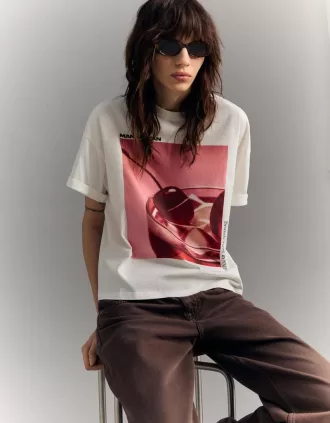 Tryckt kortärmad oversize T-shirt