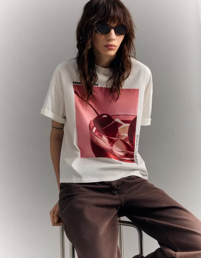 Tryckt kortärmad oversize T-shirt Tryckt kortärmad oversize T-shirt