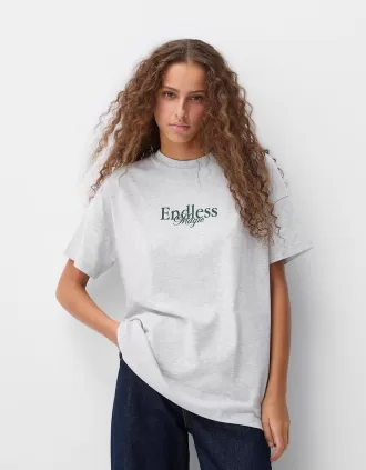 Tryckt kortärmad oversize T-shirt