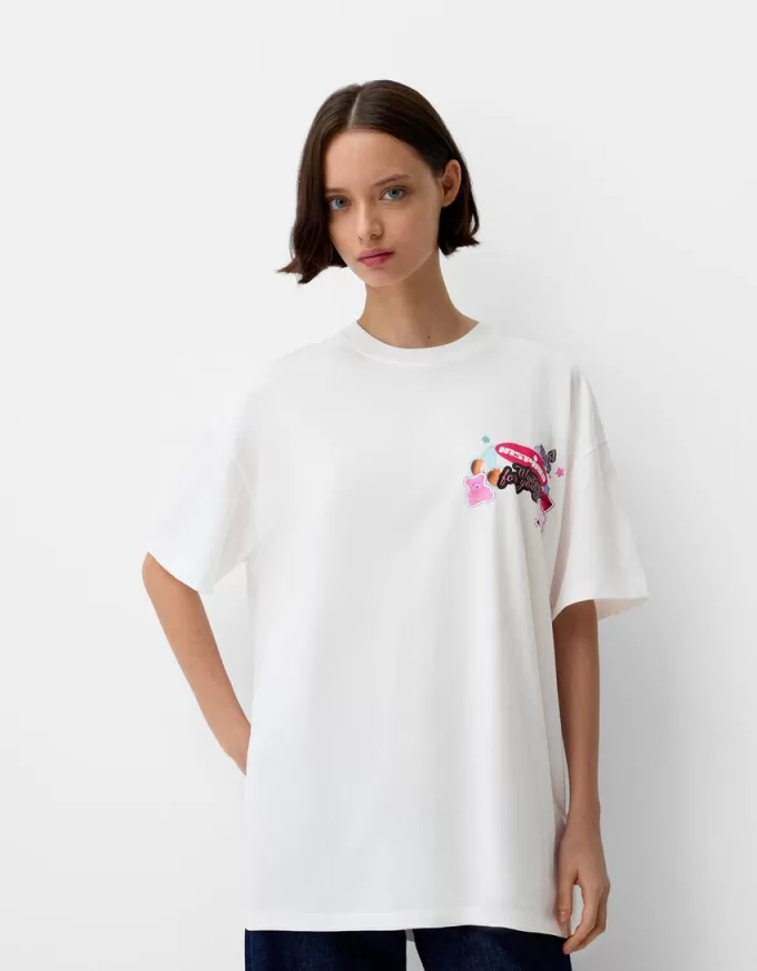 Tryckt kortärmad oversize T-shirt Tryckt kortärmad oversize T-shirt