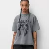 Tryckt kortärmad oversize T-shirt Tryckt kortärmad oversize T-shirt
