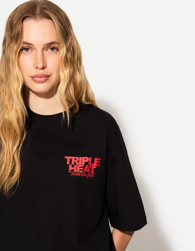 Tryckt kortärmad oversize T-shirt Tryckt kortärmad oversize T-shirt