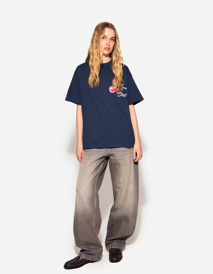 Tryckt kortärmad oversize T-shirt Tryckt kortärmad oversize T-shirt