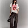 Tryckt kortärmad oversize T-shirt Tryckt kortärmad oversize T-shirt