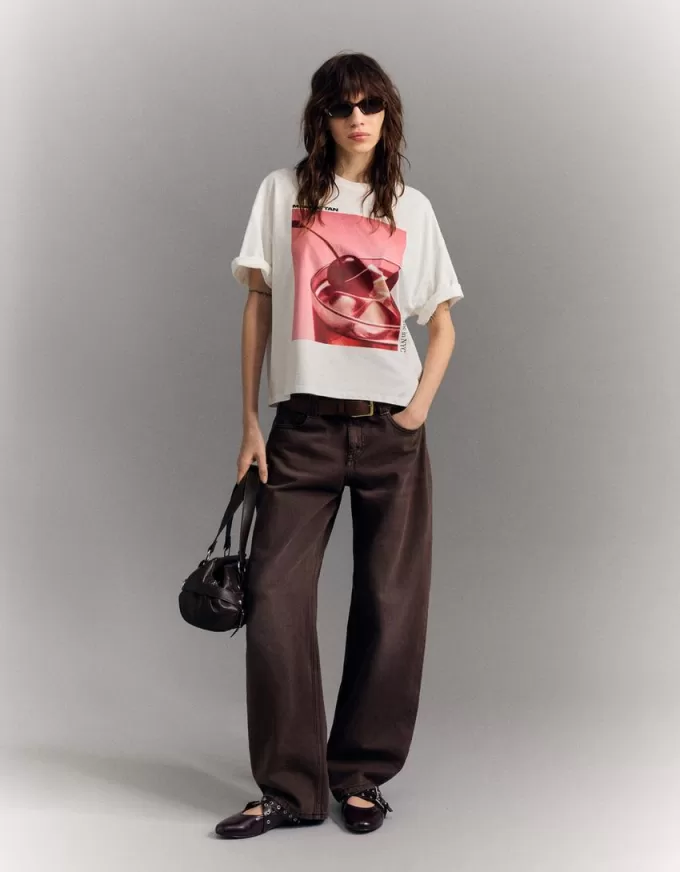 Tryckt kortärmad oversize T-shirt Tryckt kortärmad oversize T-shirt