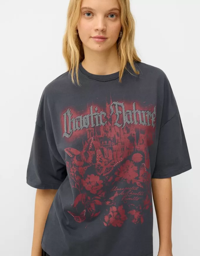 Tryckt kortärmad oversize T-shirt Tryckt kortärmad oversize T-shirt