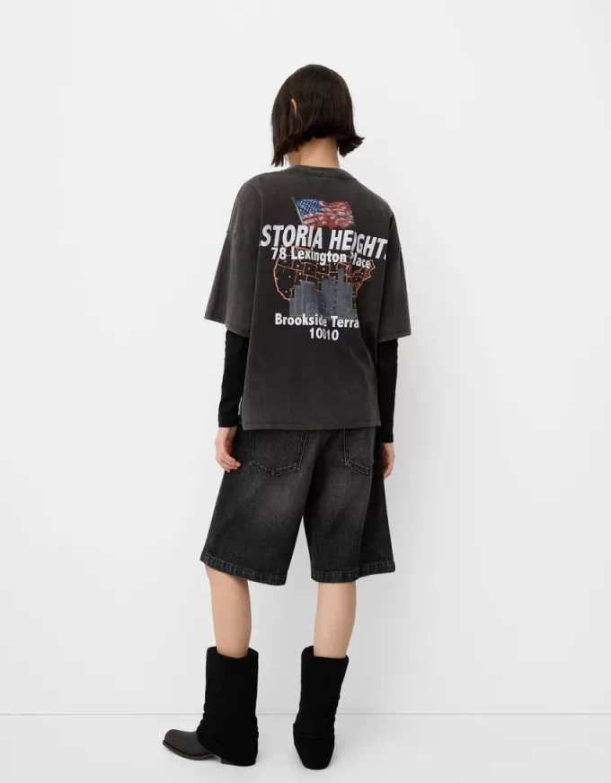 Tryckt kortärmad oversize T-shirt Tryckt kortärmad oversize T-shirt