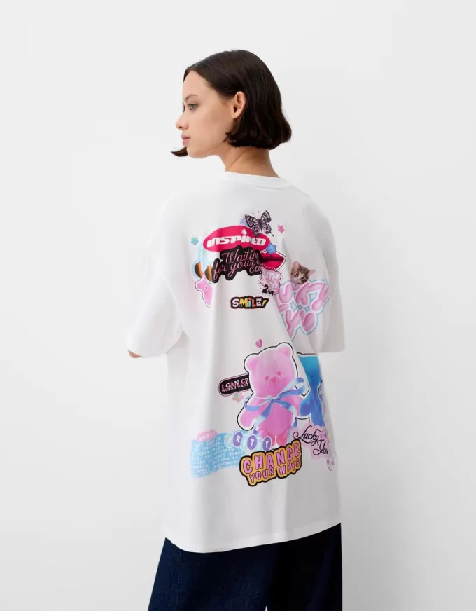 Tryckt kortärmad oversize T-shirt Tryckt kortärmad oversize T-shirt