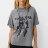 Tryckt kortärmad oversize T-shirt Tryckt kortärmad oversize T-shirt