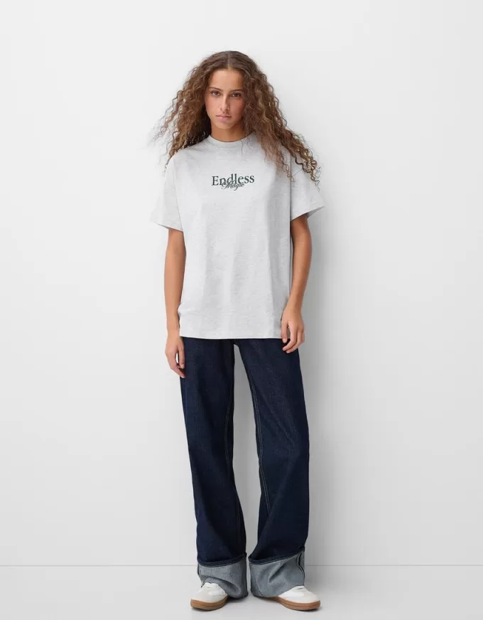 Tryckt kortärmad oversize T-shirt Tryckt kortärmad oversize T-shirt