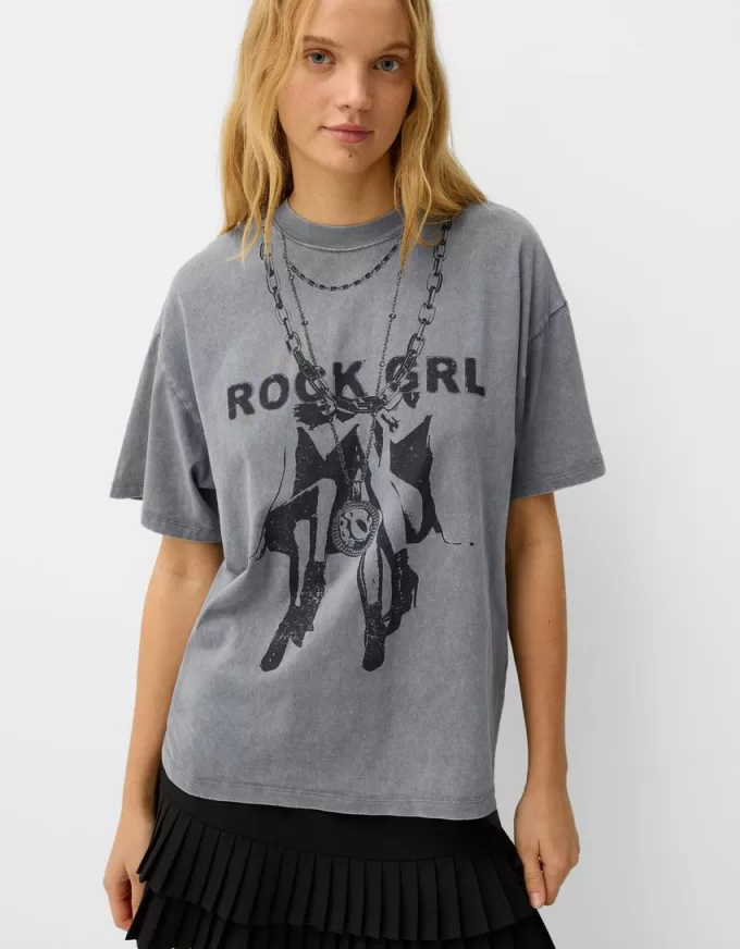 Tryckt kortärmad oversize T-shirt Tryckt kortärmad oversize T-shirt