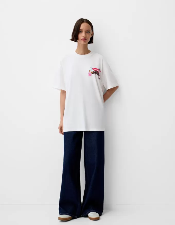 Tryckt kortärmad oversize T-shirt Tryckt kortärmad oversize T-shirt