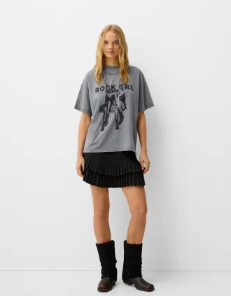 Tryckt kortärmad oversize T-shirt