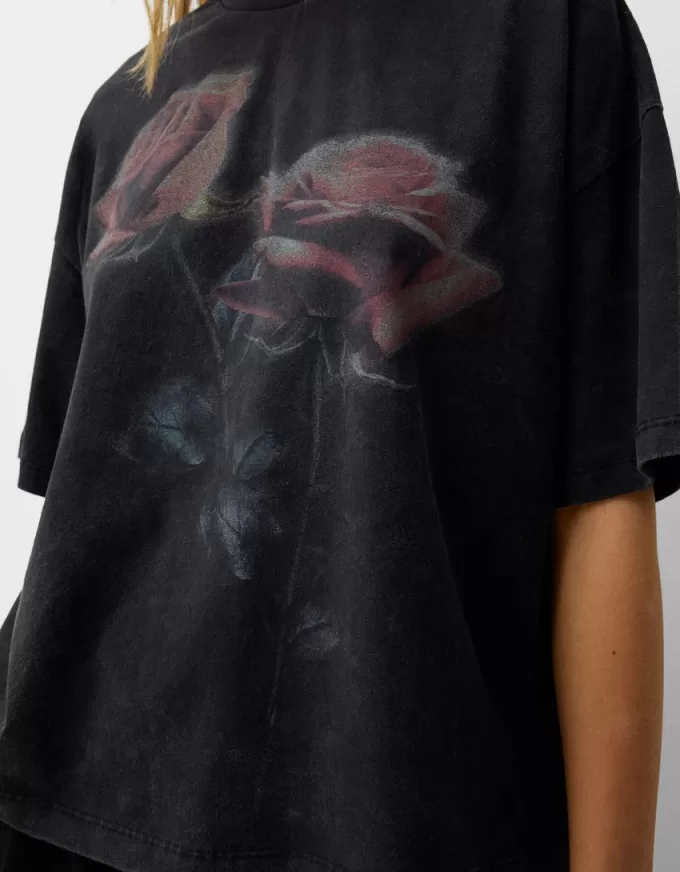 Tryckt kortärmad oversize T-shirt Tryckt kortärmad oversize T-shirt