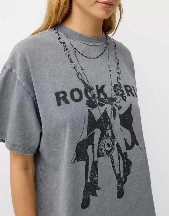 Tryckt kortärmad oversize T-shirt Tryckt kortärmad oversize T-shirt