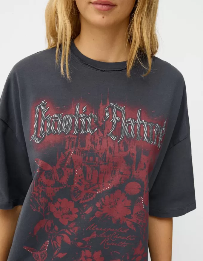 Tryckt kortärmad oversize T-shirt Tryckt kortärmad oversize T-shirt