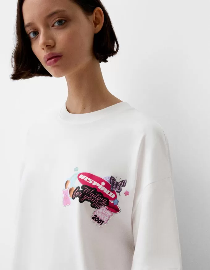 Tryckt kortärmad oversize T-shirt Tryckt kortärmad oversize T-shirt