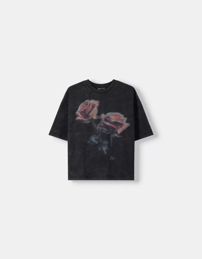 Tryckt kortärmad oversize T-shirt Tryckt kortärmad oversize T-shirt
