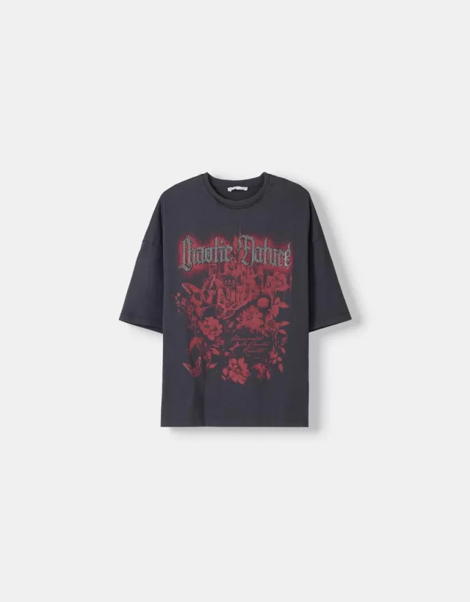 Tryckt kortärmad oversize T-shirt Tryckt kortärmad oversize T-shirt
