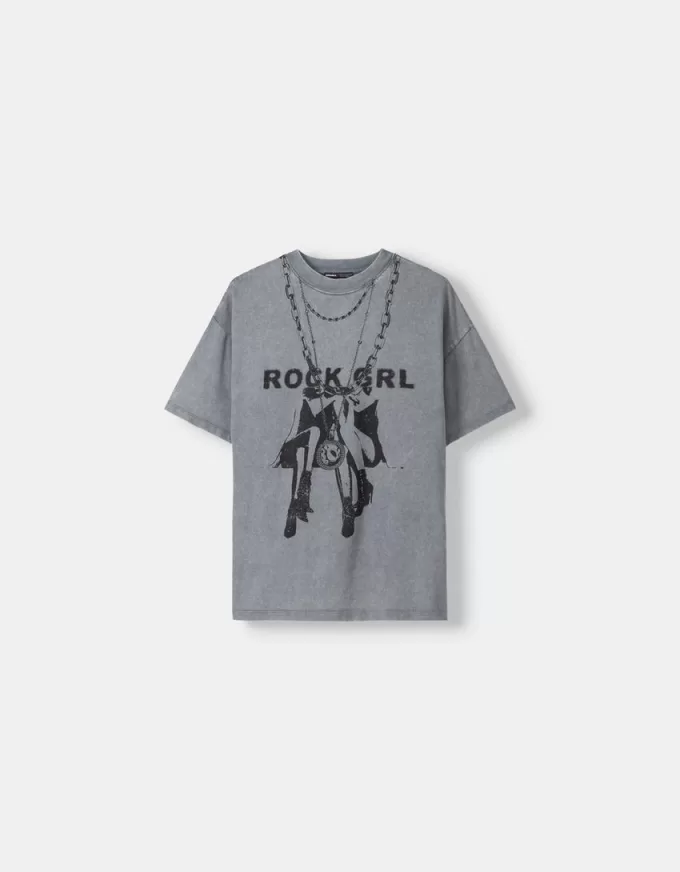 Tryckt kortärmad oversize T-shirt Tryckt kortärmad oversize T-shirt