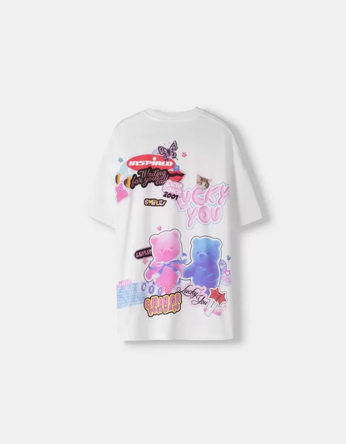 Tryckt kortärmad oversize T-shirt Tryckt kortärmad oversize T-shirt