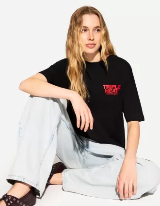 Tryckt kortärmad oversize T-shirt