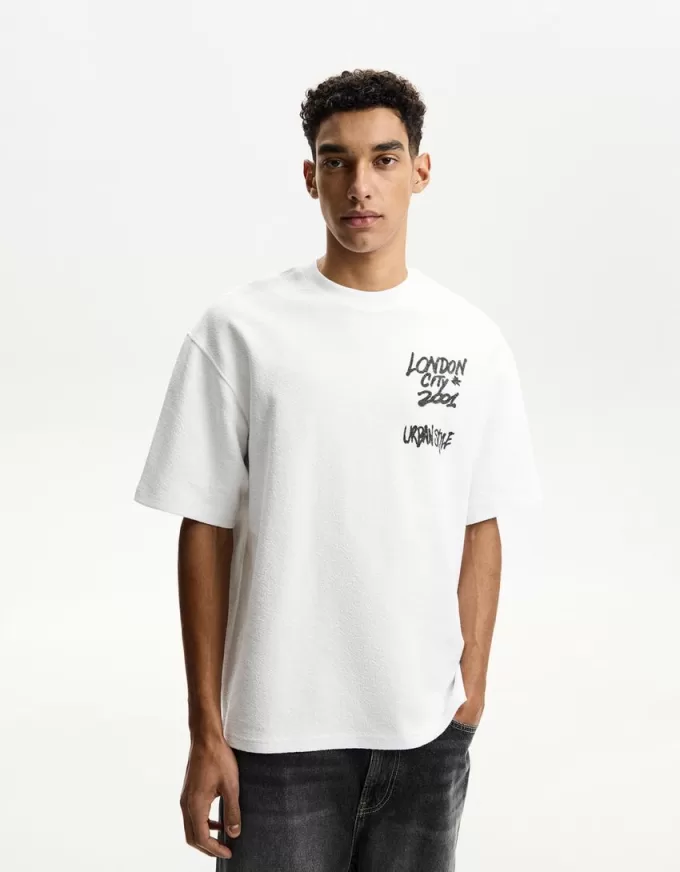 Tryckt kortärmad plysch T-shirt Tryckt kortärmad plysch T-shirt
