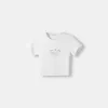 Tryckt kortärmad våffelstickad T-shirt Tryckt kortärmad våffelstickad T-shirt