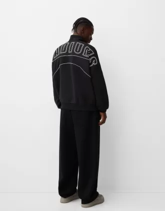 Tryckt sportig sweatshirt med dragkedja