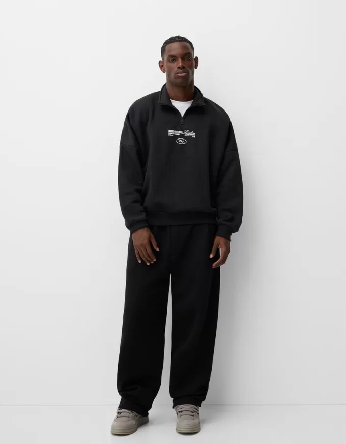 Tryckt sportig sweatshirt med dragkedja Tryckt sportig sweatshirt med dragkedja