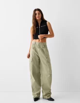 Twill cargo skater byxor