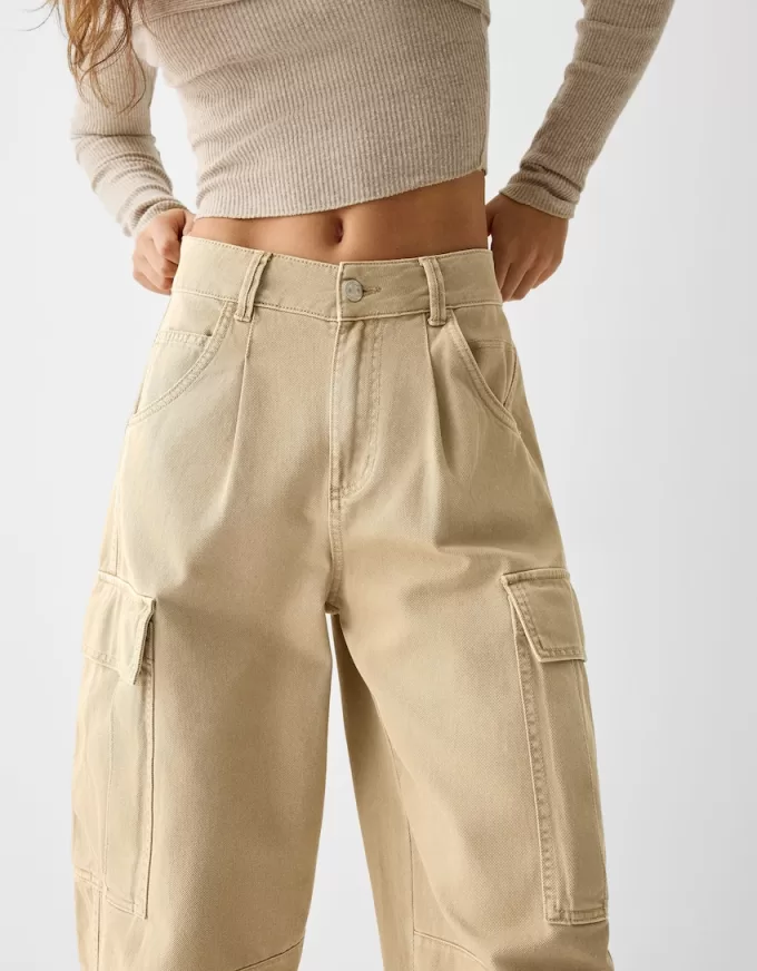 Twill cargo skater byxor