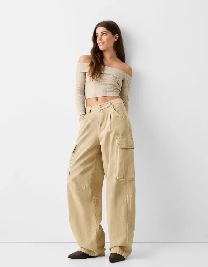 Twill cargo skater byxor
