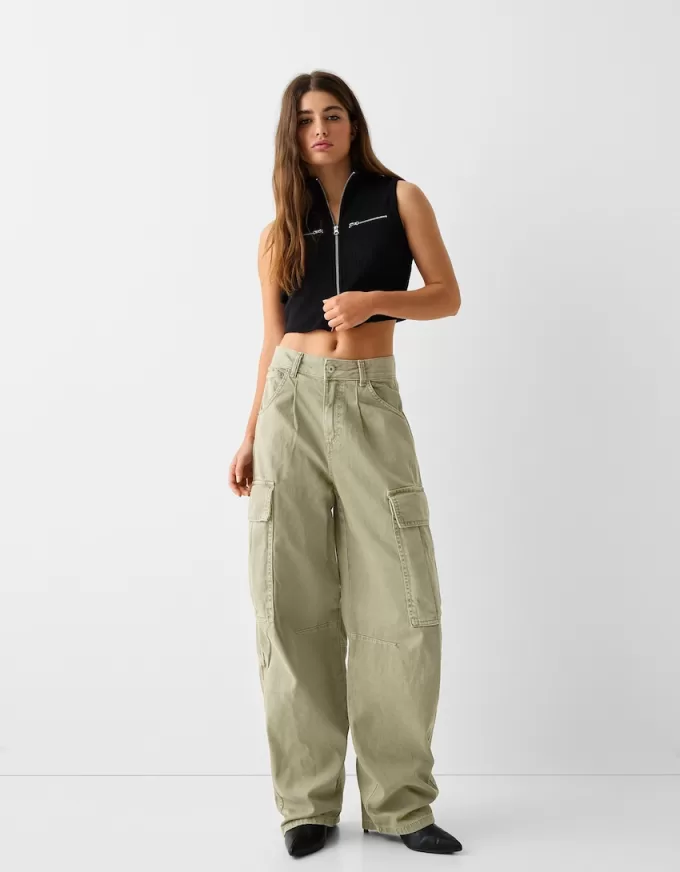 Twill cargo skater byxor