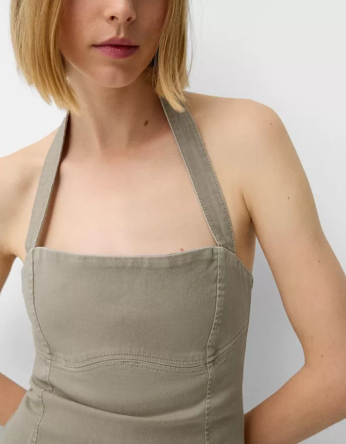 Twill halterneck miniklänning Twill halterneck miniklänning