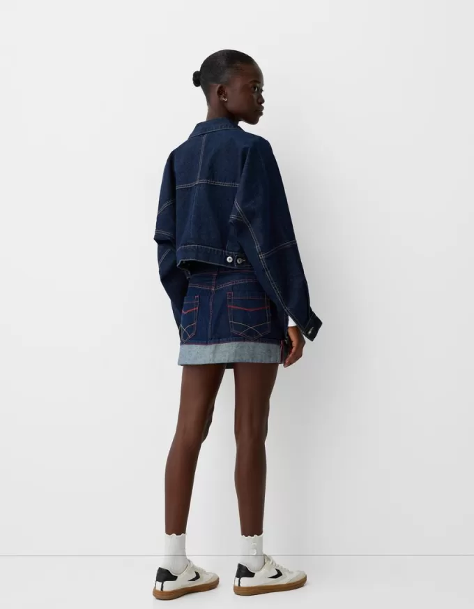 Uppfällbar minikjol i jeans Uppfällbar minikjol i jeans