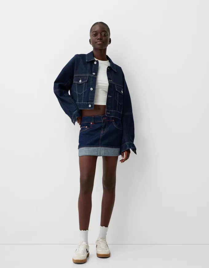 Uppfällbar minikjol i jeans Uppfällbar minikjol i jeans