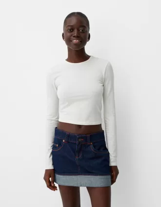 Uppfällbar minikjol i jeans
