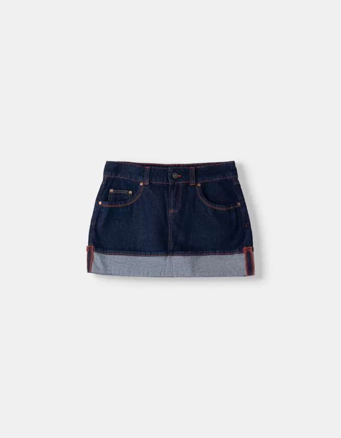 Uppfällbar minikjol i jeans Uppfällbar minikjol i jeans
