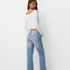 Utsvängda jeans med delad fåll Utsvängda jeans med delad fåll
