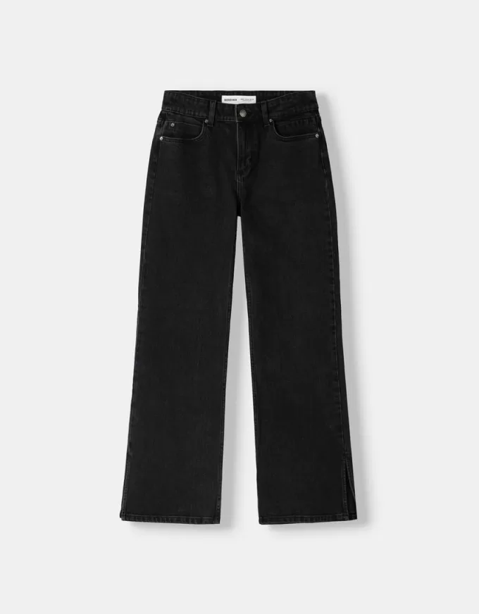 Utsvängda jeans med delad fåll Utsvängda jeans med delad fåll