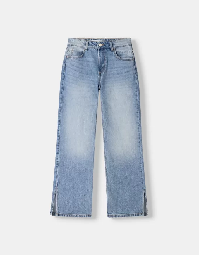 Utsvängda jeans med delad fåll Utsvängda jeans med delad fåll