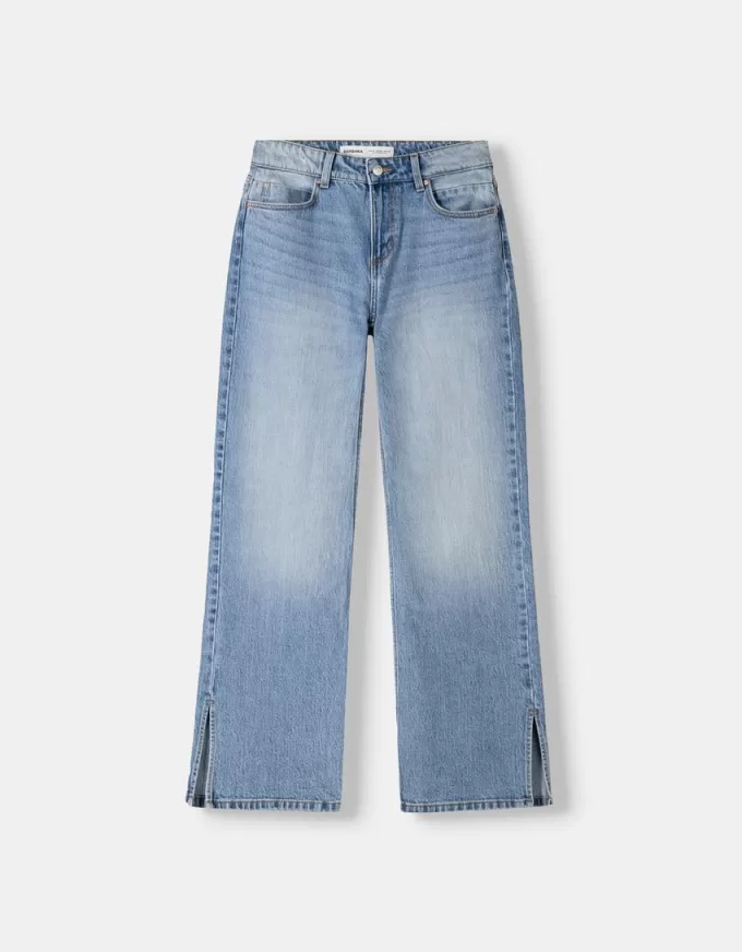 Utsvängda jeans med delad fåll Utsvängda jeans med delad fåll
