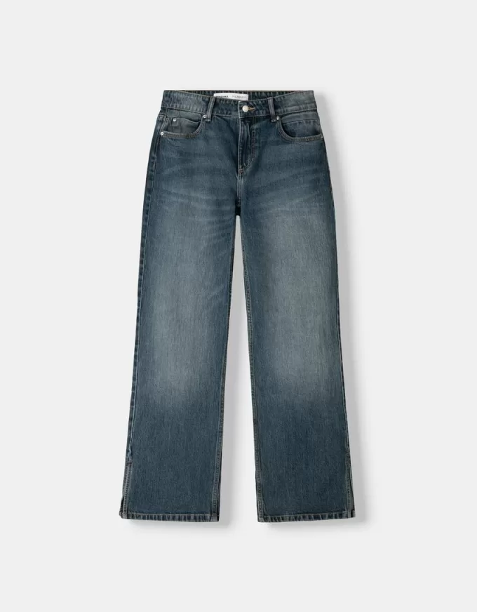 Utsvängda jeans med delad fåll Utsvängda jeans med delad fåll
