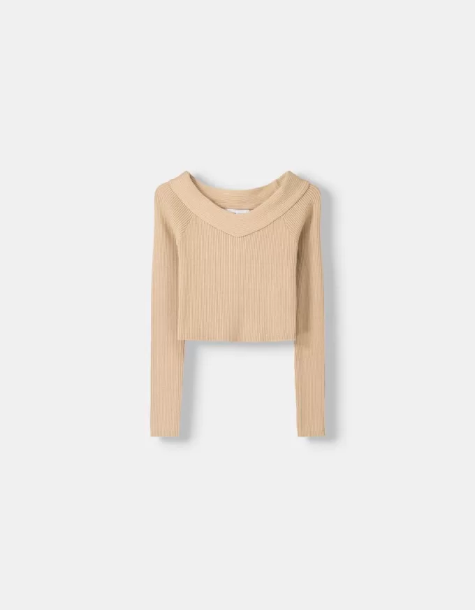 V-ringad off-shoulder tröja V-ringad off-shoulder tröja